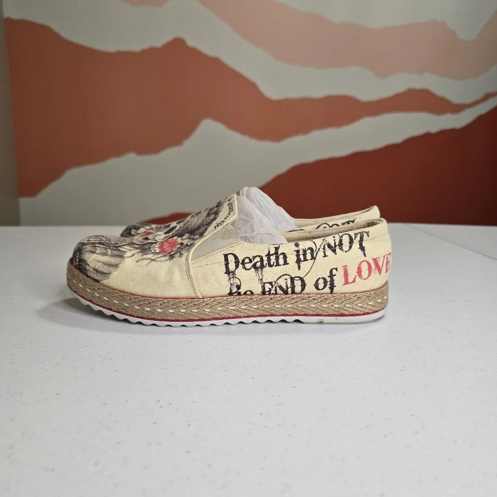 GOBY FOREVER LOVE MATTED CANVAS WOMEN SLIP ON SHOES‎ SZ 8.5